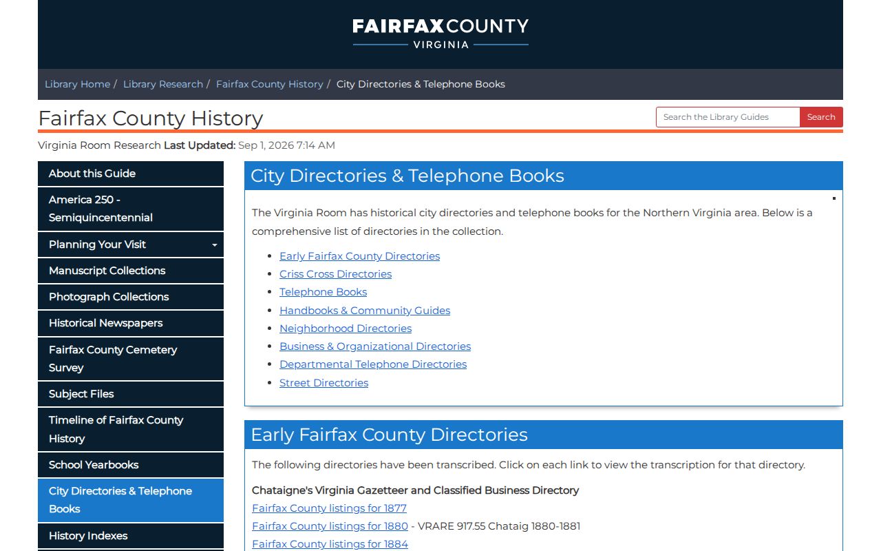 Merrifield city directory Virginia Room collection