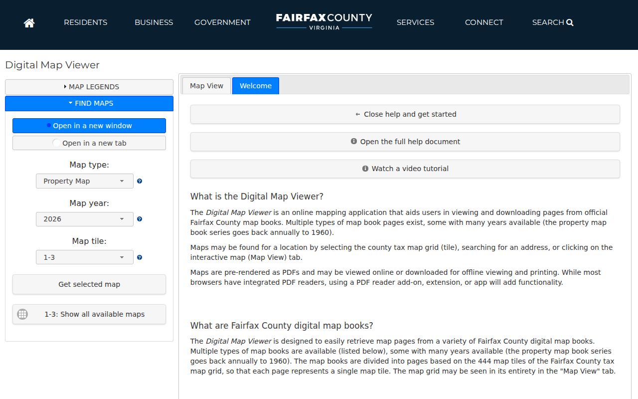 Merrifield neighbors Fairfax Digital Map Viewer for block parcel context
