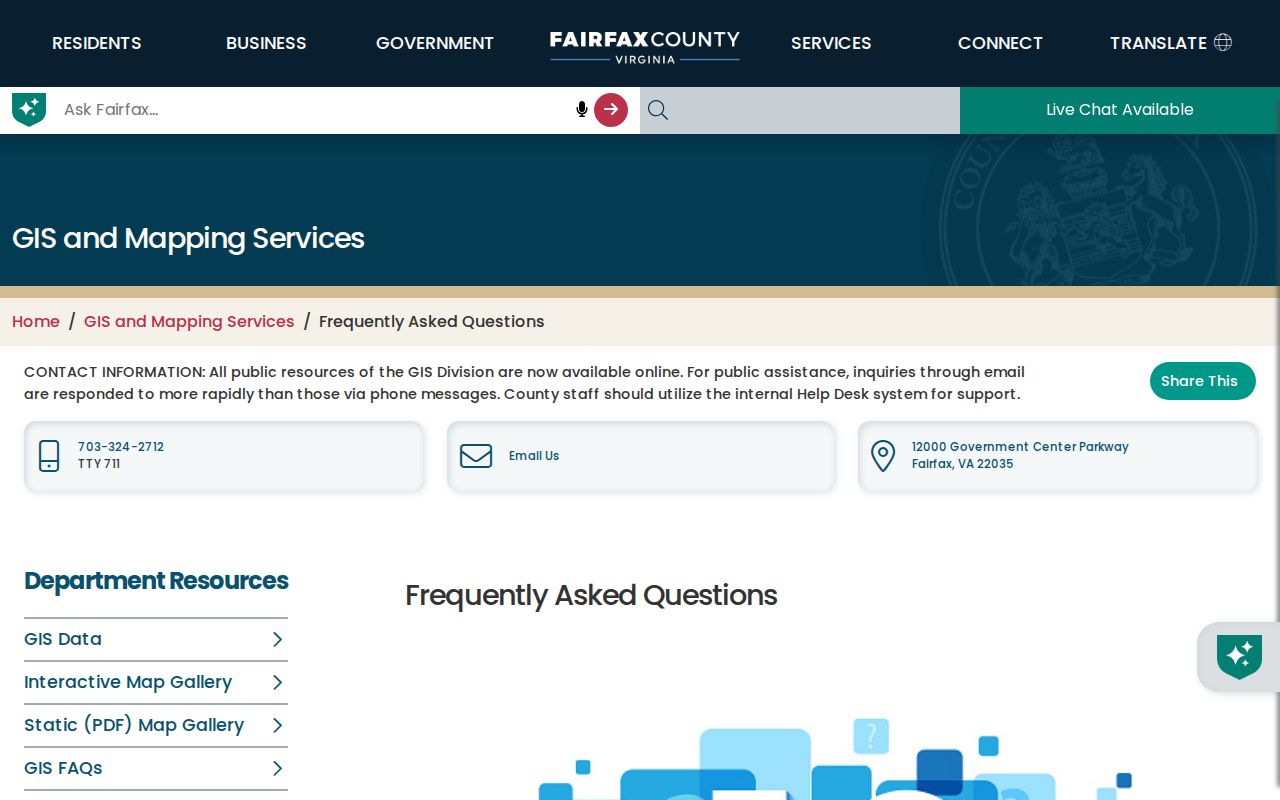 Merrifield neighbors Fairfax GIS FAQ for parcel and map tools
