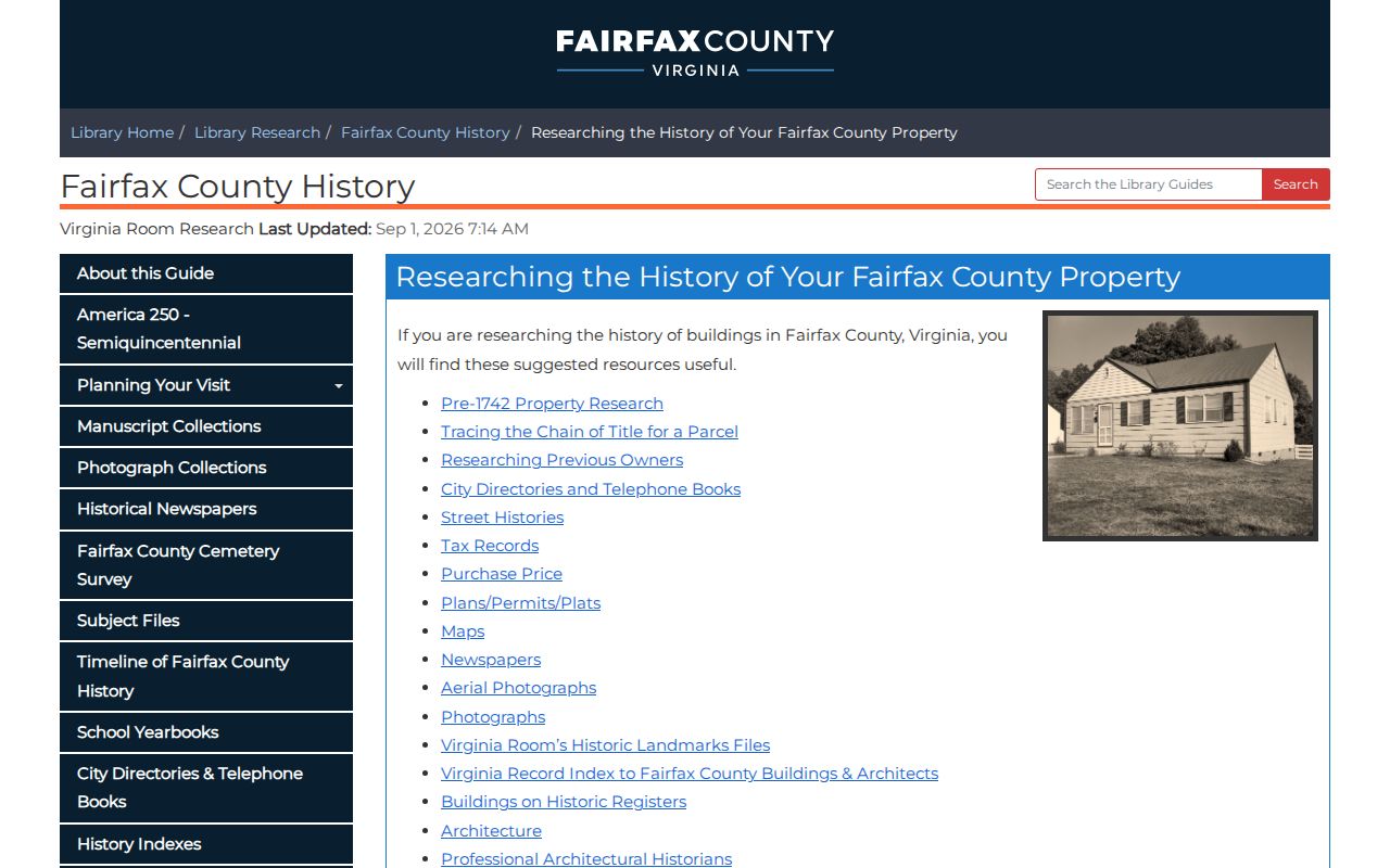Merrifield past residents Virginia Room property history bibliography