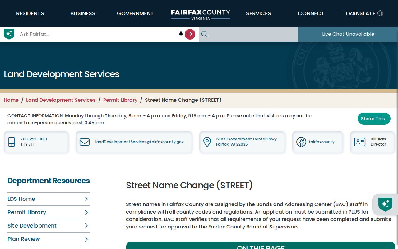Merrifield street directory Fairfax street name change guidance